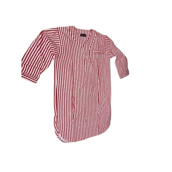 "Botany 500" Red & White Striped Flannel Christmas Night Shirt VTG SZ S/M Unisex - Picture 6 of 11